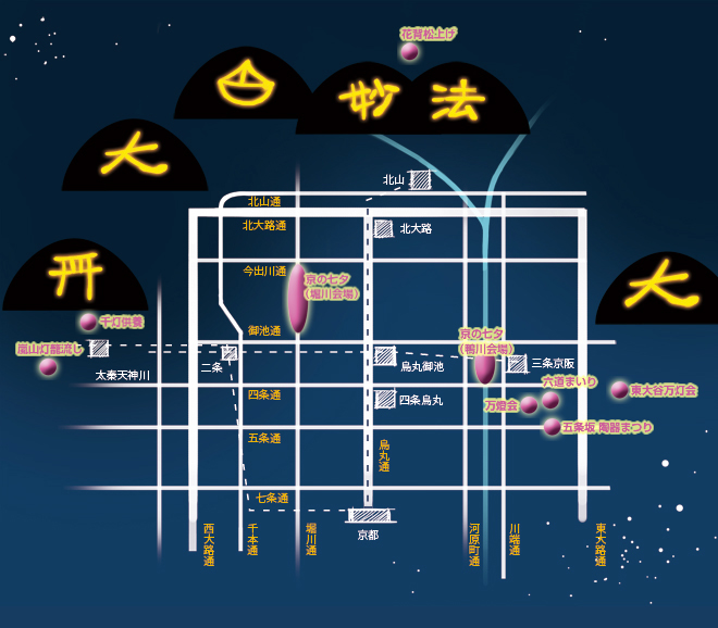 京都のお盆 イベントマップ