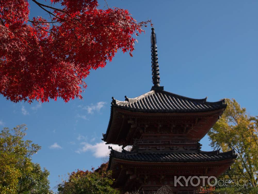宝積寺三重塔と紅葉