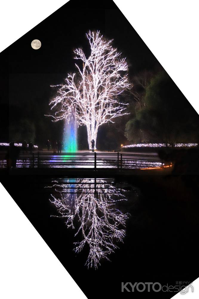 イルミネーションに満月