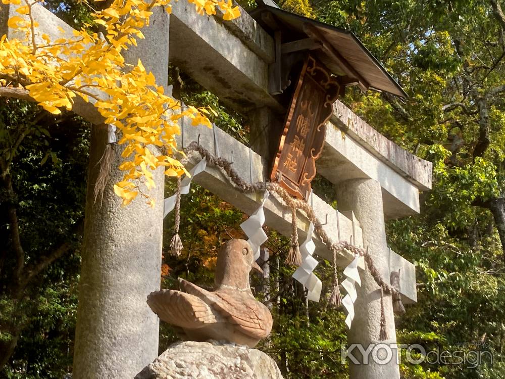 鳩が迎える三宅八幡神宮