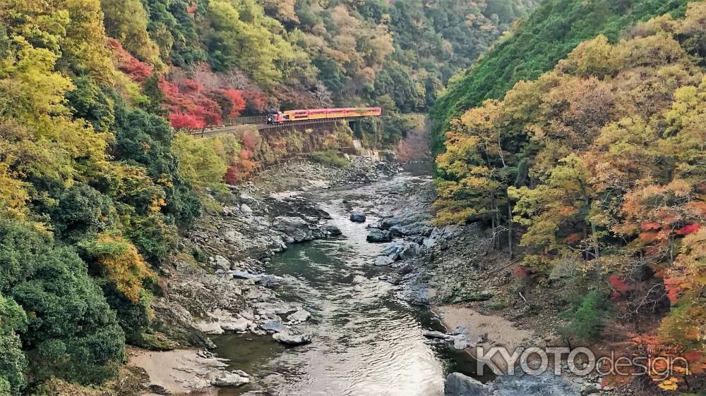 秋の保津川　トロッコ列車編