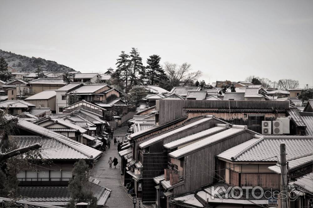 京町家の雪の屋根