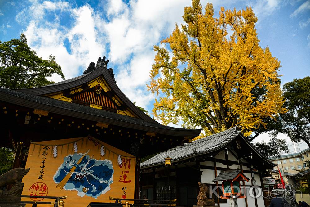 辰の大絵馬と銀杏