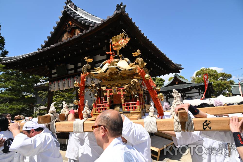 青空に舞う　御神輿