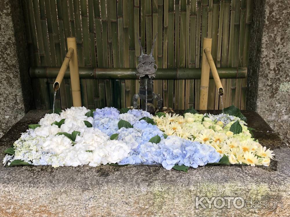紫陽花の花手水