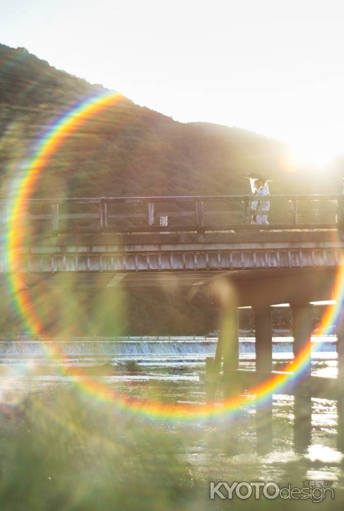 嵐山に沈む夕日