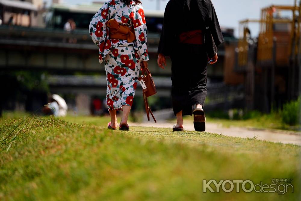 浴衣と鴨川