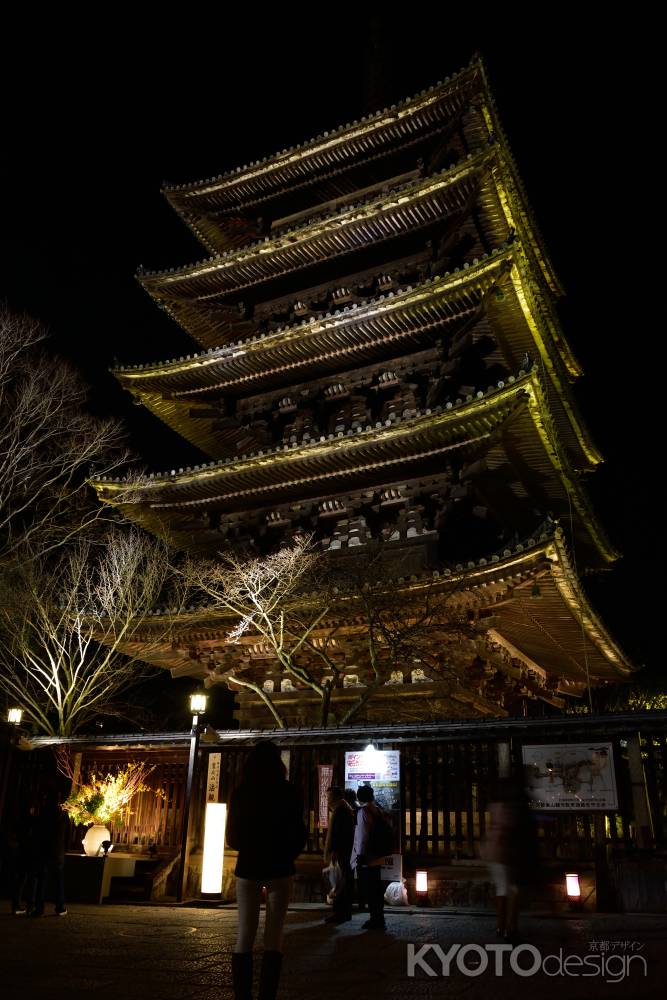 八坂、厳か夜灯り