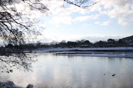 雪の中の島公園