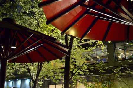 傘のしたで一息