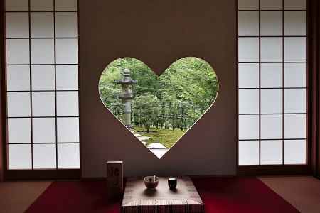 ハートの猪目窓