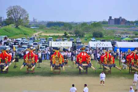 松尾大社　神幸祭　船渡御　夏日