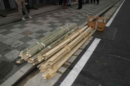 鶏鉾　辻回し用割竹