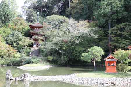 宝池の中島と三重塔