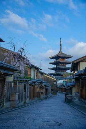 朝の八坂の塔にて