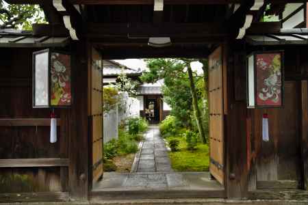 吊り灯籠にも舞うアサギマダラ