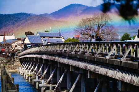 渡月橋と虹