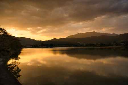 広沢池の夕焼け