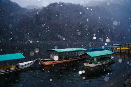 嵐山に降る雪