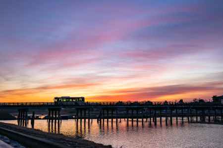 渡月橋と夕焼け