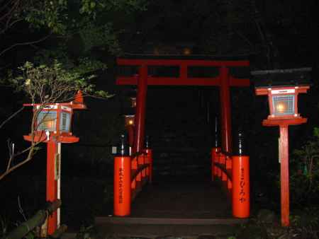 夜の貴船神社の鳥居