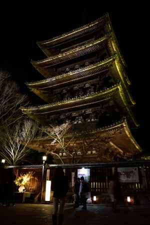 八坂、厳か夜灯り