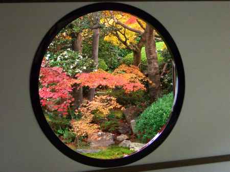 源光庵の悟りの窓からの紅葉
